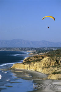 torrey pines, glider port, beach, paraglider, cliffs, san diego, ca, fine art photo